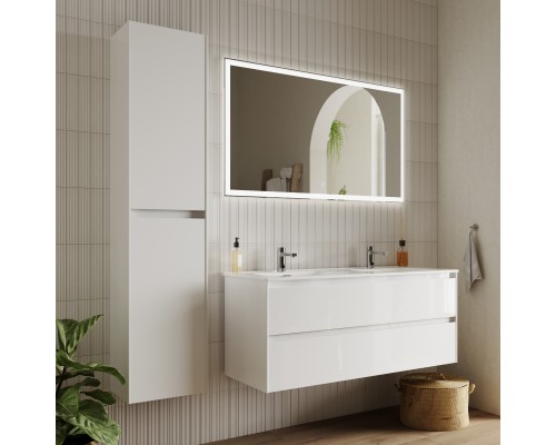 Мебель для ванной комнаты Sancos Cento 120 см двойная, белый глянец