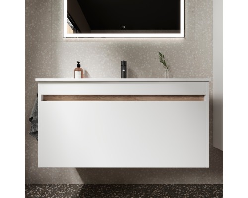 Тумба с раковиной Sancos Smart 100 см белый глянец