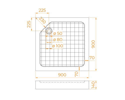 Душевой поддон квадратный RGW SMC-W Белый (Уценка)  900x900