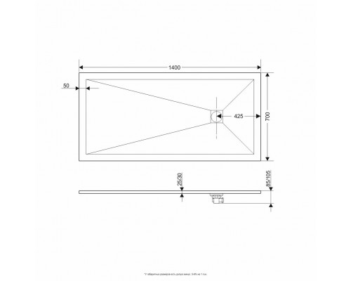 Душевой поддон прямоугольный RGW ST-G  700x1400