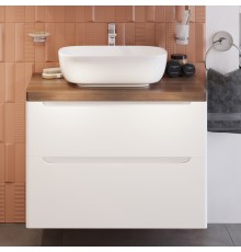 Тумба с раковиной STWORKI Берген 80 белая с темной столешницей, Moduo 50 Square