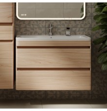 Тумба с раковиной Style Line Атлантика 90 Люкс Plus, подвесная, ясень перламутр