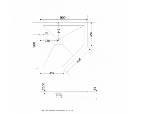 Душевой поддон трапеция RGW ST/T-G Графит 900x900 Душевой поддон трапеция RGW ST/T-G Графит 900x900
