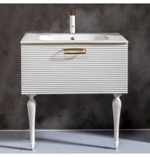 Тумба с раковиной Armadi Art Vallessi Avangarde Linea, 80 белая, с раковиной-столешницей