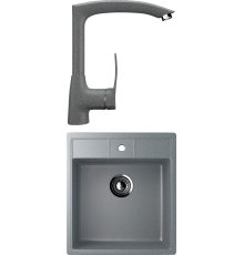 Комплект Мойка кухонная Ulgran U-406 -309 темно-серая + Смеситель U-005 -309 темно-серый
