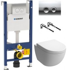 Комплект Geberit Duofix Delta 458.124.21.1 3 в 1 с кнопкой смыва + Чаша для унитаза + Крышка-сиденье
