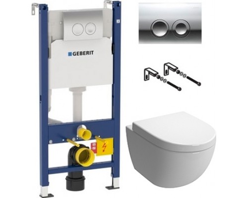 Комплект Geberit Duofix Delta 458.124.21.1 3 в 1 с кнопкой смыва + Чаша для унитаза + Крышка-сиденье
