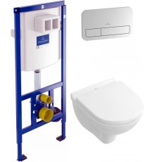 Комплект Унитаз подвесной Villeroy   Boch O.Novo O.novo 5688HR01 + Кнопка Viconnect 9224 9069 матовый хром + Инсталляция 9224 6100