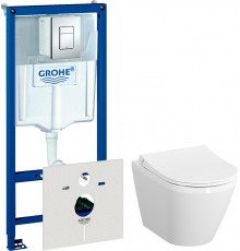 Комплект Унитаз подвесной VitrA Integra 7040B003-0075 + Крышка 110-003-019 + Инсталляция Grohe Rapid SL 38775001H 4 в 1 с кнопкой смыва и шумоизоляцией