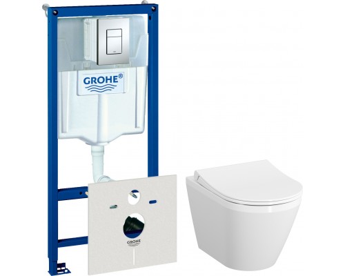 Комплект Унитаз подвесной VitrA Integra 7040B003-0075 + Крышка 110-003-019 + Инсталляция Grohe Rapid SL 38775001H 4 в 1 с кнопкой смыва и шумоизоляцией