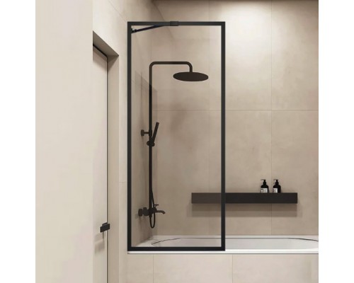 Шторка на ванну Veconi Palau PL-85B 90 см, профиль черный