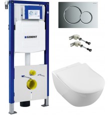 Комплект Унитаз подвесной Villeroy   Boch Subway 2.0 5614R201 alpin + Крепления Geberit Duofix 111.815.00.1 к стене + Инсталляция UP 320 111.300.00.5 + Кнопка Sigma 01 115.770.21.5 хром + Шумоизоляция 156.050.00.1