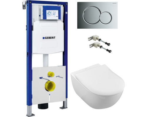 Комплект Унитаз подвесной Villeroy   Boch Subway 2.0 5614R201 alpin + Крепления Geberit Duofix 111.815.00.1 к стене + Инсталляция UP 320 111.300.00.5 + Кнопка Sigma 01 115.770.21.5 хром + Шумоизоляция 156.050.00.1
