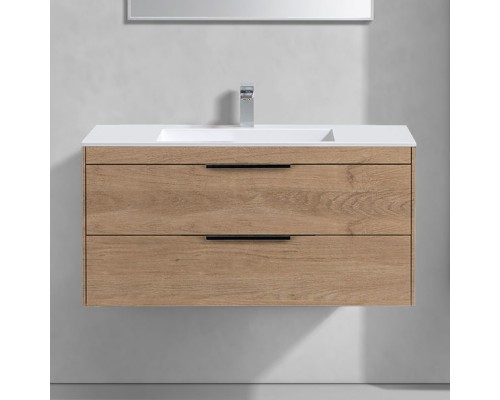 Тумба с раковиной Vincea Chiara 2D 100, 2 ящика, натуральный дуб, с белой раковиной