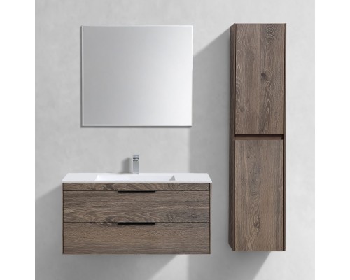 Мебель для ванной комнаты Vincea Chiara 2D 100, 2 ящика, темный дуб, с белой раковиной