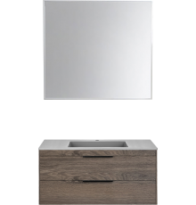 Мебель для ванной комнаты Vincea Chiara 2D 100, 2 ящика, темный дуб, с серой раковиной