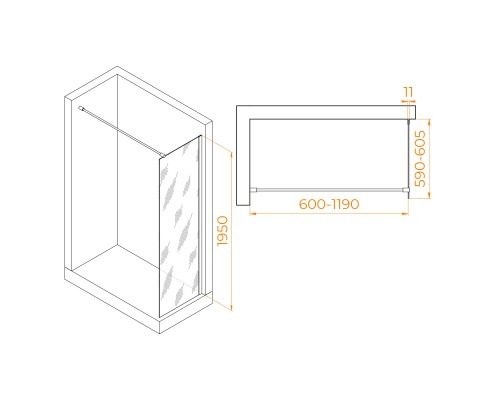 Душевая перегородка RGW WA-002W 600