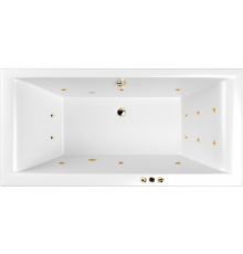 Акриловая ванна WHITECROSS Savia Duo SMART 170x80 см, с гидромассажем, с каркасом, со сливом-переливом, фурнитура золото