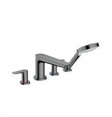 Hansgrohe Talis E Смеситель на борт ванны, на 4 отв, с ручным душем, излив 196мм, цвет: шлифованный черный хром. 71748340