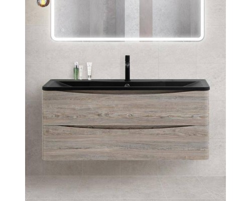 Тумба с раковиной BelBagno Acqua 120 подвесная, pino scania, черная матовая раковина