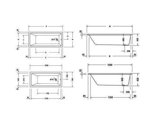 Duravit D-Neo Ванна 150х70х42см., отдельностоящая, DuraSolid, со сливом (без перелива), цвет: белый. 790127000000000, 700487000000000 Duravit D-Neo Ванна 150х70х42см., отдельностоящая, DuraSolid, со сливом (без перелива), цвет: белый. 790127000000000, 700487000000000