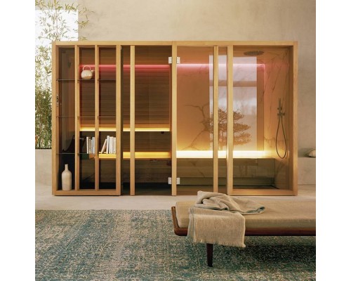 Effegibi Yoku SH Glass СаунаХаммам 342x170х214см, в нишу, цвет: чёрный орех/Calacatta Gold Extra. YO 30 31 0001 Effegibi Yoku SH Glass СаунаХаммам 342x170х214см, в нишу, цвет: чёрный орех/Calacatta Gold Extra. YO 30 31 0001