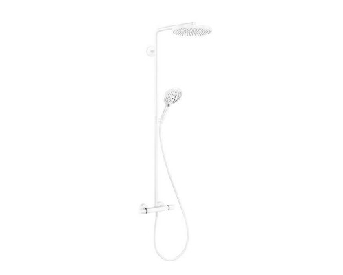 Hansgrohe Raindance Душевая стойка с термостатом 1jet (верхний душ 240мм, ручной душ с держателем), цвет: белый матовый. 27633700 Hansgrohe Raindance Душевая стойка с термостатом 1jet (верхний душ 240мм, ручной душ с держателем), цвет: белый матовый. 27633700