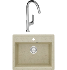 Комплект Мойка кухонная Domaci Палермо PR-565-002 бежевая + Смеситель STWORKI HDA4228XH2