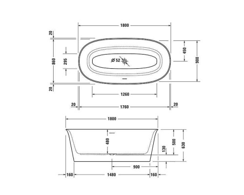 Duravit White Tulip Ванна отдельностоящая, 180х90хh63см , со спец сливом и переливом, цвет: белый. 700469000000000 Duravit White Tulip Ванна отдельностоящая, 180х90хh63см , со спец сливом и переливом, цвет: белый. 700469000000000