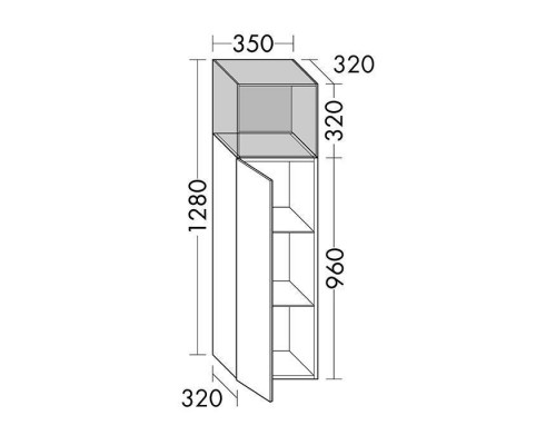 Burgbad Yumo Шкаф подвесной 35x32x128 см, цвет: белый. SFKK035LF3193