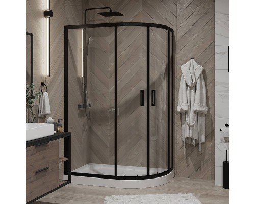 Душевой уголок Niagara Nova 682108111BLACK 120x80, асимметричный, черный