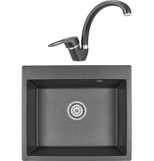 Комплект Мойка кухонная Granula 6001, черный + Смеситель 03-ST, черный