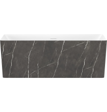 Акриловая ванна Wellsee Pure BY Wellsee 165x75 см, отдельностоящая, матовый черный мрамор, глянцевая белая, на ножках, с донным клапаном, фурнитура белая