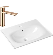 Комплект Раковина Lavinia Boho Bathroom Sink 33312010 + Смеситель Wellsee ICON! for life 182304000 розовое золото