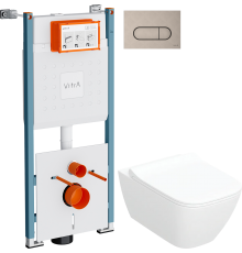 Комплект Унитаз подвесной Geberit Smyle Square 500.685.01.1 + Инсталляция VitrA V-Fix Core 732-5800-01PV + Кнопка Root Round 740-2295 никель
