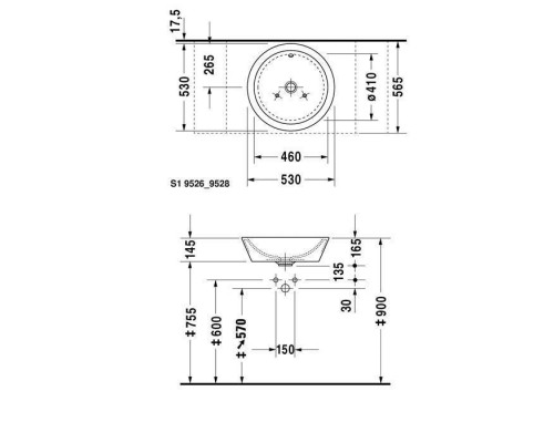 Duravit Раковина 53см, без отв., с переливом, цвет: белый. 0447530000