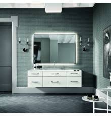 VITAGE milldue edition HILTON Комплект мебели с базой, раковиной DIAMOND, зеркалом DIAMOND, 162см, ручки хром, подвесной, Цвет: bianco-41, платина, сталь. 3360.STEEL,  4054.162.41.98,  3046.41.98,  3054.41.98,  3290.41.SX,  9876.PLATINO (С МЕБЕЛЬЮ),  3290