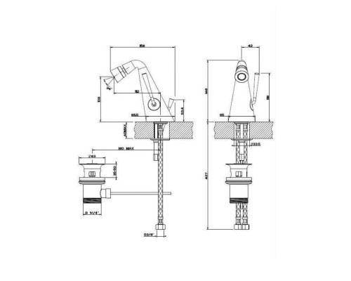 Gessi Cono Смеситель для биде на 1 отв. с донным клапаном и соединительными шлангами, цвет: хром. 45007#031