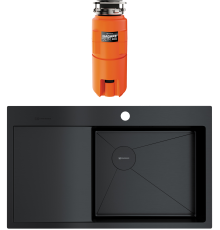 Комплект Мойка Omoikiri Akisame 86-GB-R графит + Измельчитель Nagare slim 900