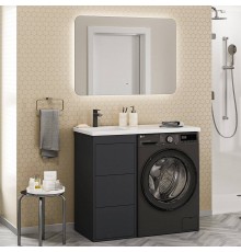 Мебель для ванной комнаты Brevita Grafit 60 L под стиральную машину, раковина Kamilla графит