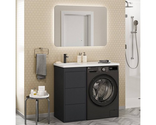Мебель для ванной комнаты Brevita Grafit 60 L под стиральную машину, раковина Kamilla графит Мебель для ванной комнаты Brevita Grafit 60 L под стиральную машину, раковина Kamilla графит