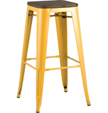 Барный табурет Stool Group Tolix Wood желтый глянцевый, темное дерево