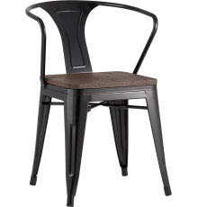 Стул Stool Group Tolix Arm Wood черный глянцевый, темное дерево