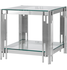 Журнальный столик Stool Group Гэтсби прозрачное стекло, опора серебро