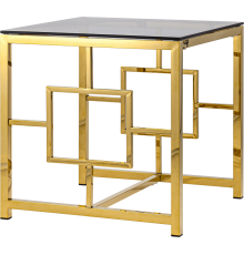 Журнальный столик Stool Group Бруклин 55x55 см, стекло smoke, опора золото