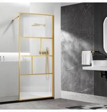 Душевая перегородка Vincea Walk-in HP Art VSW-1HC800CFBG 80 см, профиль брашированное золото, стекло прозрачное, рифленое
