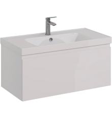 Тумба с раковиной Lemark Veon mini 90 белая глянцевая, 1 ящик