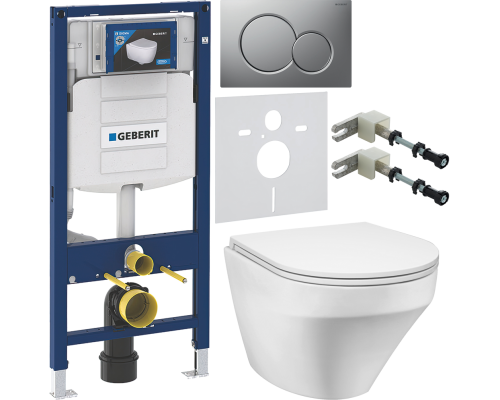 Комплект Унитаз подвесной AM.PM Inspire FlashClean C501700WH + Крышка C507853WH с микролифтом + Инсталляция Geberit Duofix UP 320 111.300.00.5 + Кнопка Sigma 01 115.770.JQ.5 лакированная, матовый хром + Крепления 111.815.00.1 к стене + Шумоизоляция 156.05
