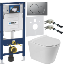 Комплект Унитаз подвесной BelBagno Flay-r + Крышка Piano BB2111SC с микролифтом + Инсталляция Geberit Duofix UP 320 111.300.00.5 + Кнопка Sigma 01 115.770.JQ.5 лакированная, матовый хром + Крепления 111.815.00.1 к стене + Шумоизоляция