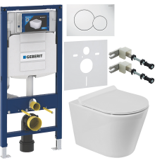 Комплект Унитаз подвесной BelBagno Flay-r + Крышка Piano BB2111SC с микролифтом + Инсталляция Geberit Duofix UP 320 111.300.00.5 + Кнопка Sigma 01 115.770.11.5 белая + Крепления 111.815.00.1 к стене + Шумоизоляция